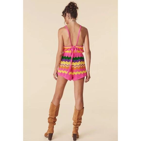 SPELL & THE GYPSY ZIGGY CROCHET ROMPER Rainbow Boho Retro Hippie Small New q16 - Picture 3 of 16